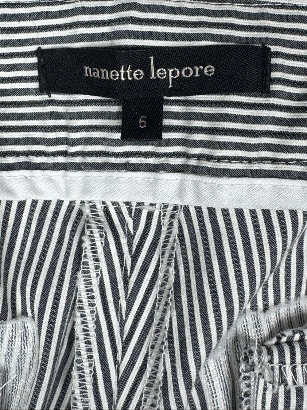 Nanette Lepore Black White Pinstripe Seersucker Career Suit Set 2 Piece Size 6 - Picture 10 of 13